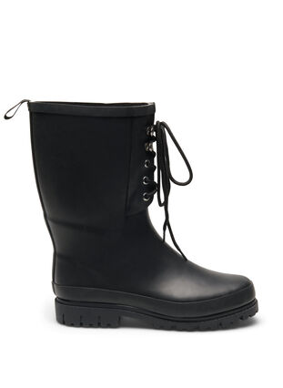 Zizzi Gummistøvler med wide fit og knyting, Black, Packshot image number 0