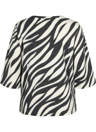 Bluse med sebratrykk og 3/4-ermer, White Zebra, Packshot image number 1