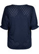 Bluse med V-hals og hullmønster, Navy Blazer, Packshot image number 1