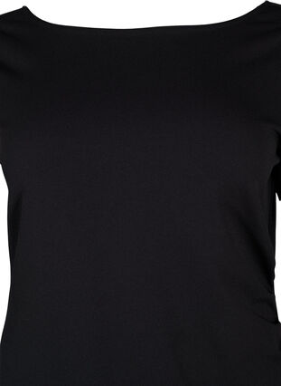 Kjole med drapering og 3/4-ermer, Black, Packshot image number 2