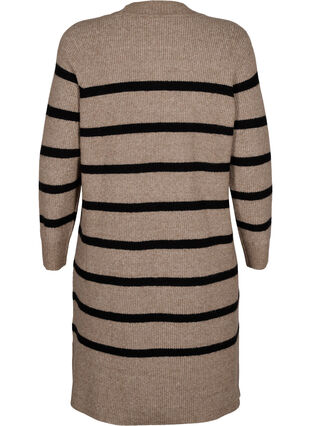 Zizzi Langermet strikkekjole med striper, Desert Taupe Comb, Packshot image number 1
