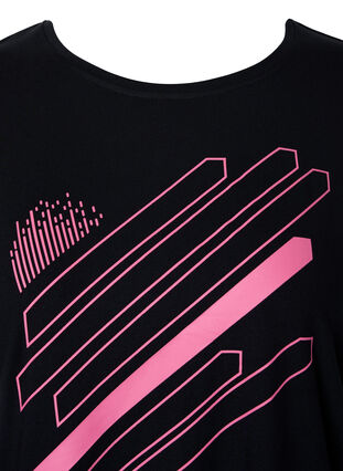 Kortermet trenings-T-skjorte med trykk, Black/Pink Print, Packshot image number 2