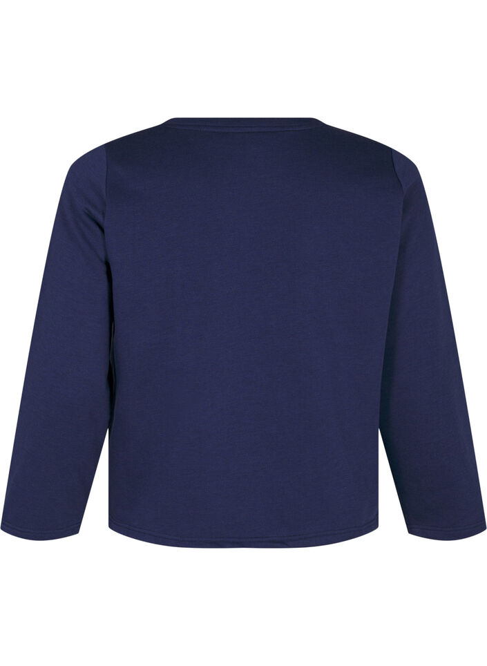 Kort genser med perledetaljer, Blå, Packshot image number 1