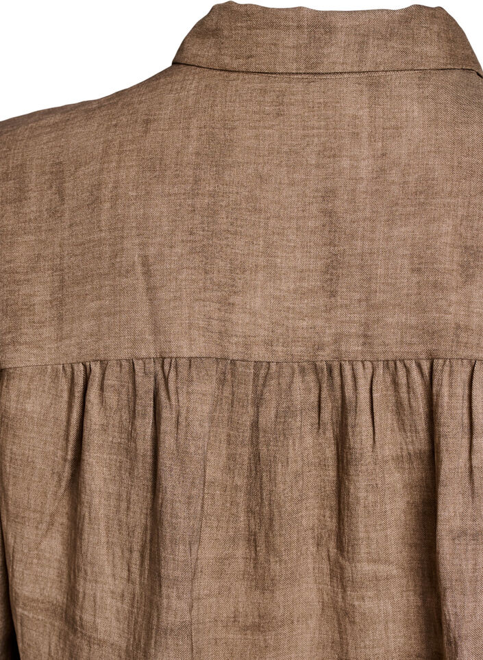 Løs bluse med krage og knapper, Brun, Packshot image number 3