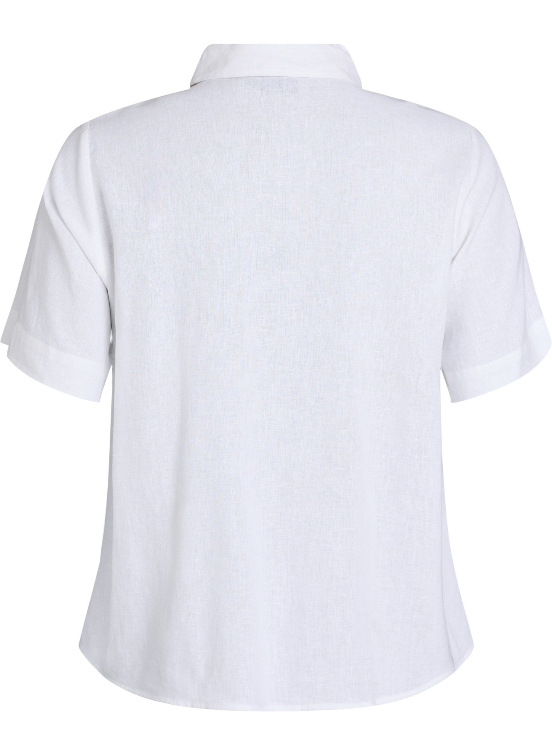 Zizzi Kortermet skjorte i lin og viskose, Hvit, Packshot image number 1