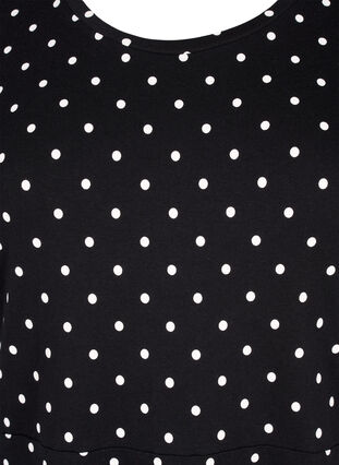 Ensfarget bomullskjole med korte ermer, Black w. White Dot, Packshot image number 2