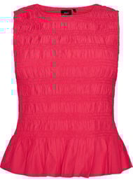 Smock-topp med b&aring;thals og peplum-fald, Rosa