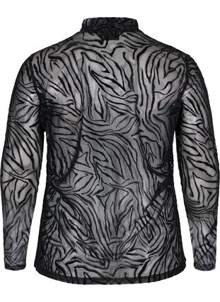 Bluse i mesh med mønster, Black Tiger AOP, Packshot image number 1