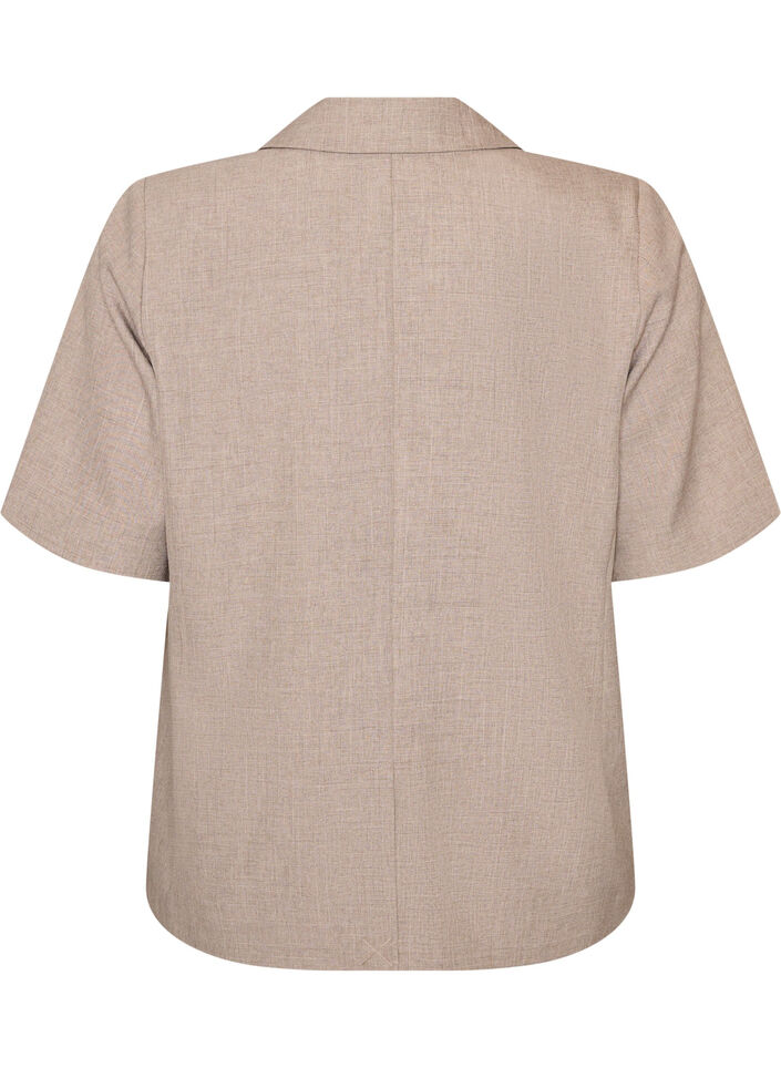 Blazer med korte ermer og slag, Brun, Packshot