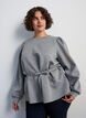 Bluse med knyting og puffermer, Gr&aring;, Model image number 3