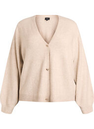 Strikkecardigan med ull og sløyfeknapper, Beige