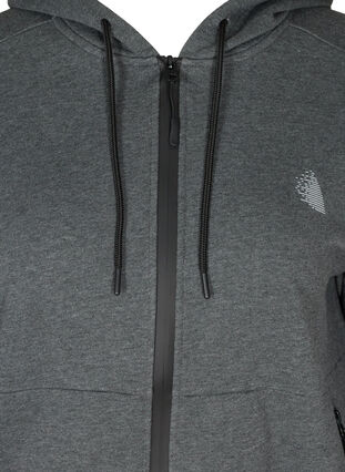 Sweatcardigan med glidelås og hette, Dark Grey Melange, Packshot image number 2