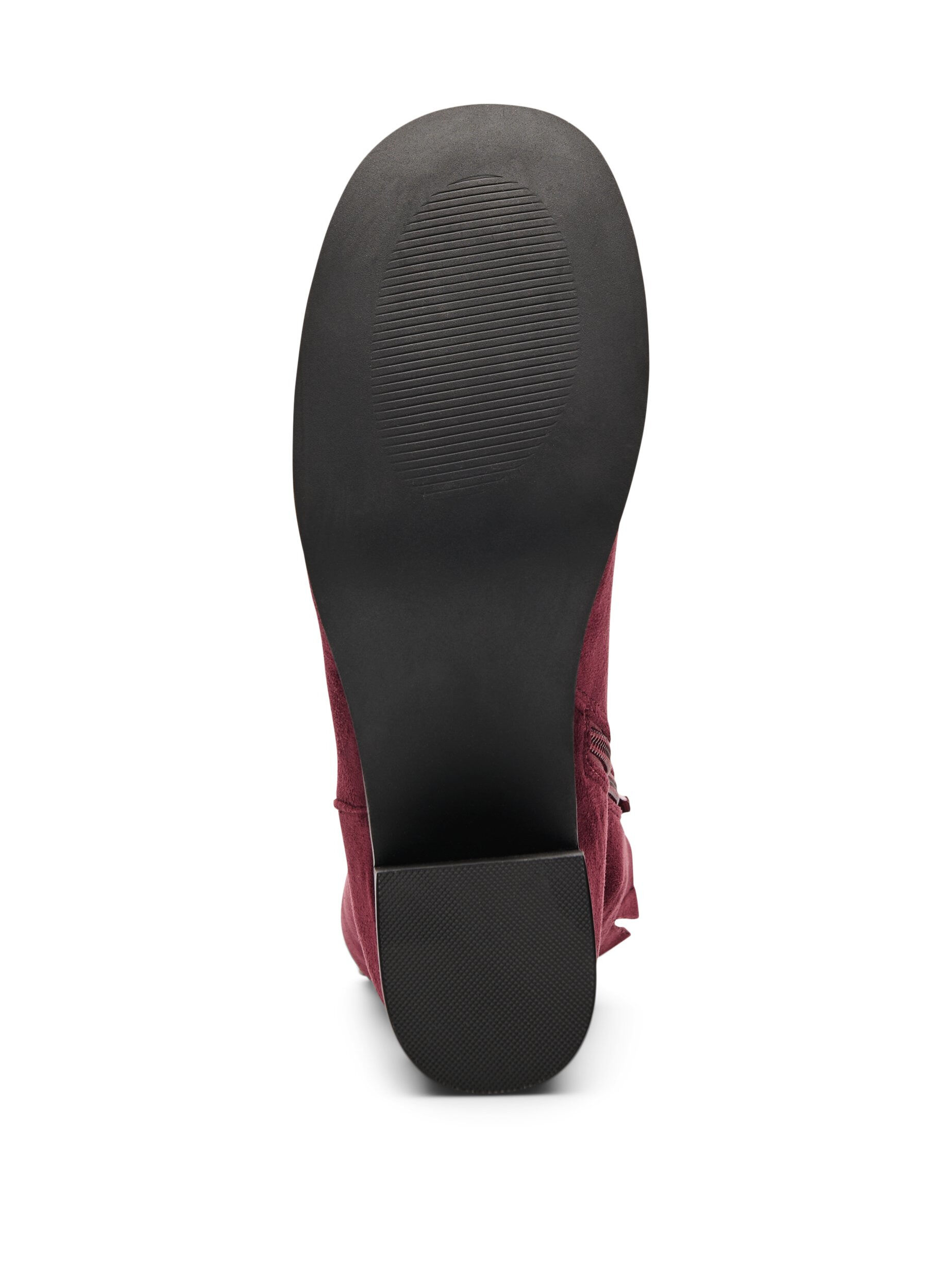 Zizzi Ankelst&oslash;vlett i imitert semsket med rund t&aring;, R&oslash;d, Packshot image number 3