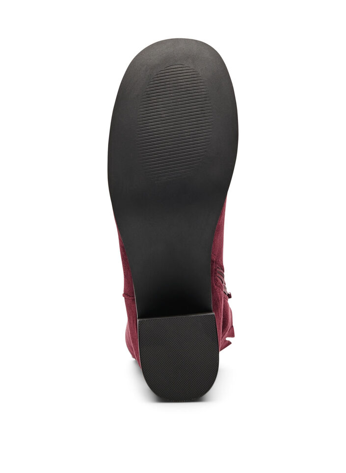 Wide fit - Ankelstøvel i imitert semsket skinn med rund tå, Rød, Packshot