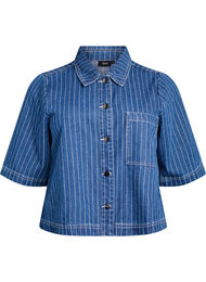 Kort stripete denimskjorte, Blue Denim Stripe