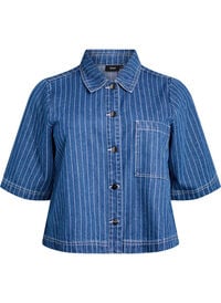 Kort stripete denimskjorte, Blå Kort stripete denimskjorte