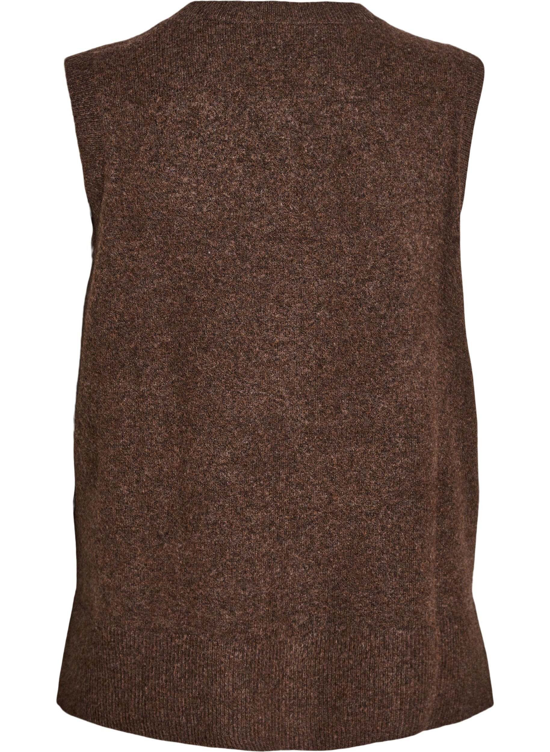 ZizziStrikket vest med ribbestrikkede kanter, Gr&oslash;nn, Packshot image number 1