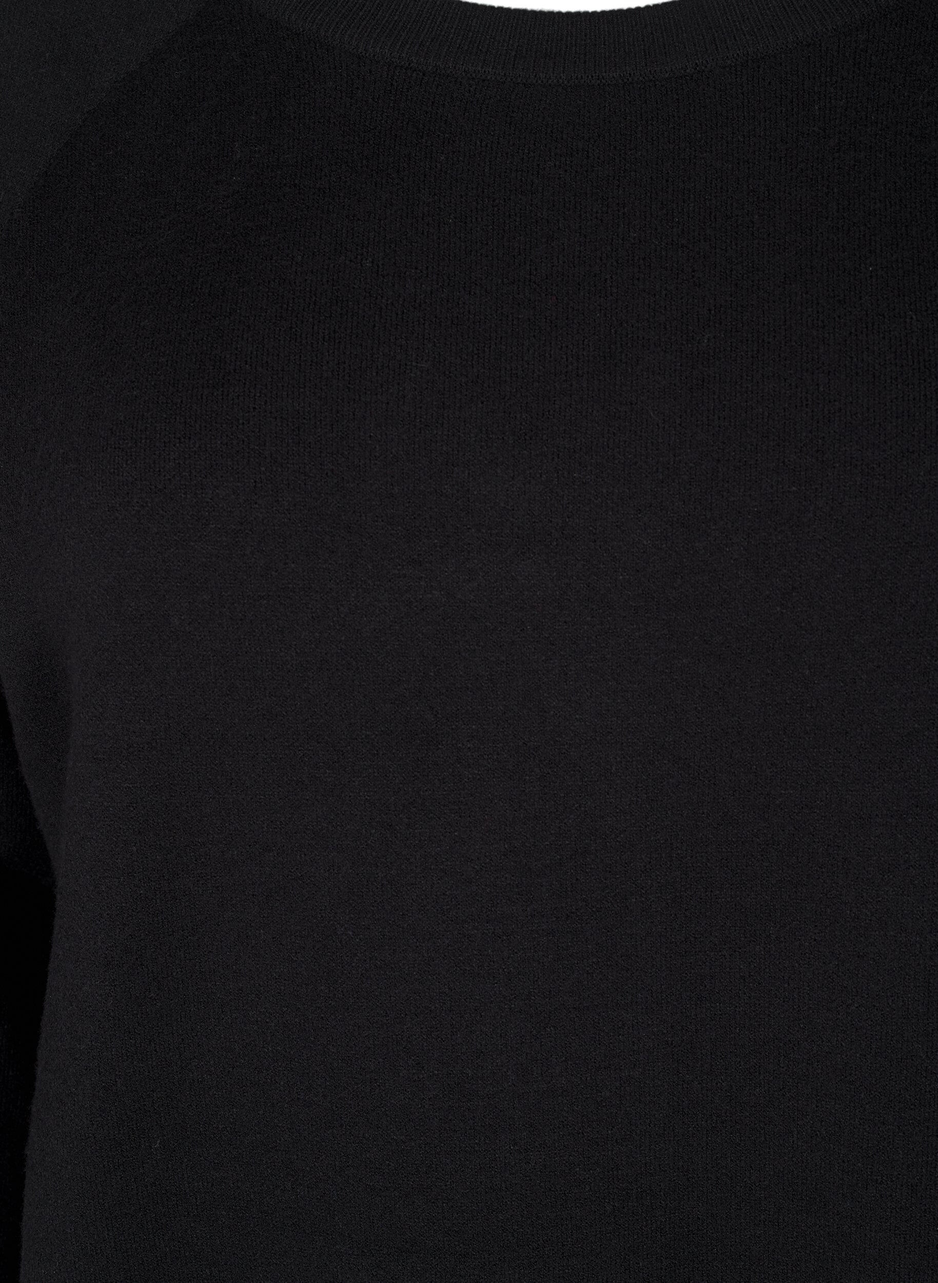 Zizzi Strikkekjole med rund hals og splitt, Svart, Packshot image number 2