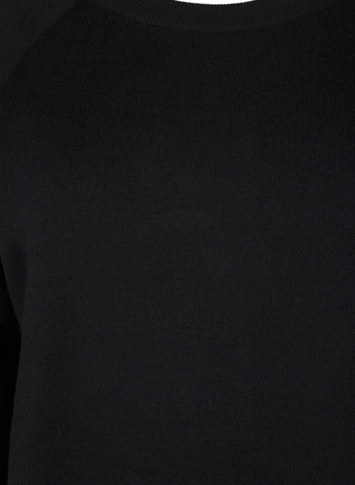 Strikkekjole med rund hals og splitt, Svart, Packshot image number 2