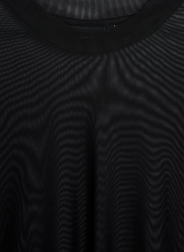 Bluse i mesh med korte ermer, Svart, Packshot image number 2