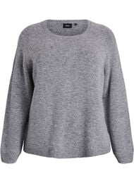 Soft knit with a round neck, Medium Grey Melange