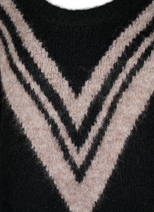 Strikket genser med stripete detaljer, Black Comb, Packshot image number 2