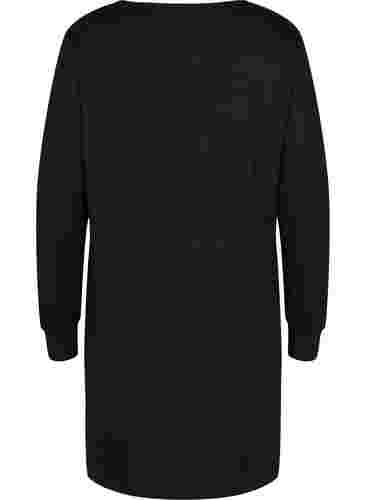 Langermet kjole med blonder, Black, Packshot image number 1