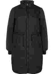 Quiltet jakke med teddy og justerbar midje, Black Comb