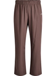 Sporty bukser med høy midje og rette ben, Brun