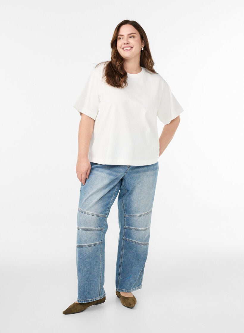 Boxy bomulls-t-skjorte, Hvit, Model image number 1