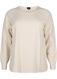 Strikket bluse med Raglan-ermer, Birch Mel.