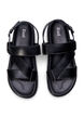 Sandal i skinn med bred passform og justerbare remmer, Svart, Packshot image number 2