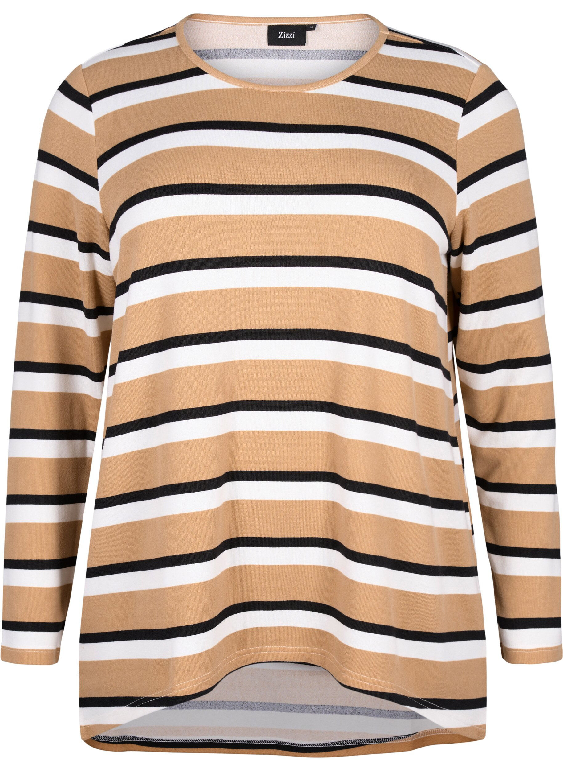 ZizziStripete bluse med lange ermer, Svart, Packshot image number 0