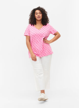 T-skjorte i bomull med mønster, Rosebloom AOP, Model image number 2