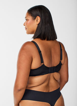 Zizzi Heldekkende BH i mesh med bølgemønster, Svart, Model image number 2