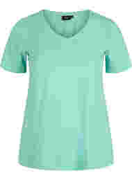 Basis T-skjorte med V-hals, Dusty Jade Green