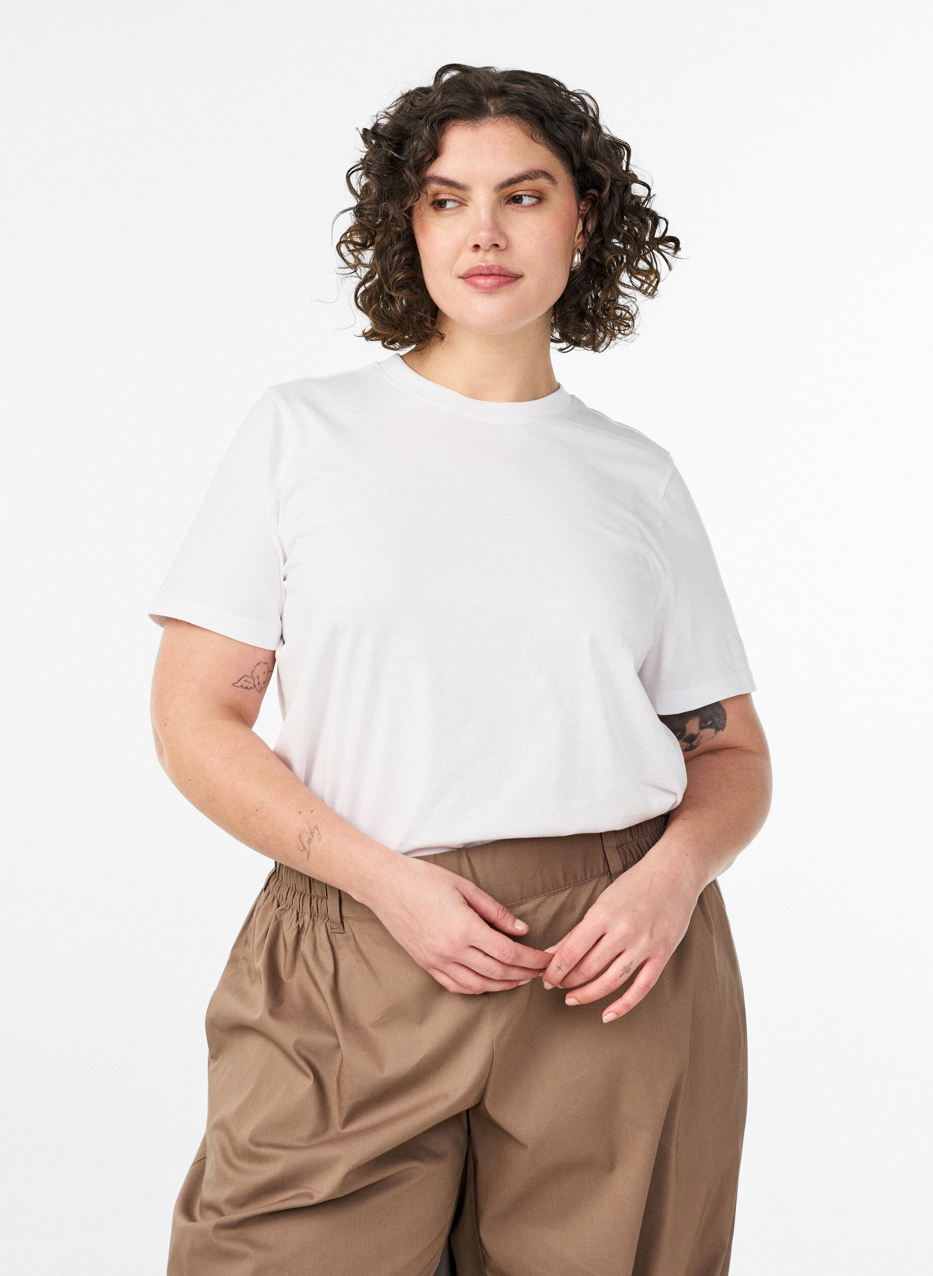 Bomulls-T-skjorte med trykk, Hvit, Model