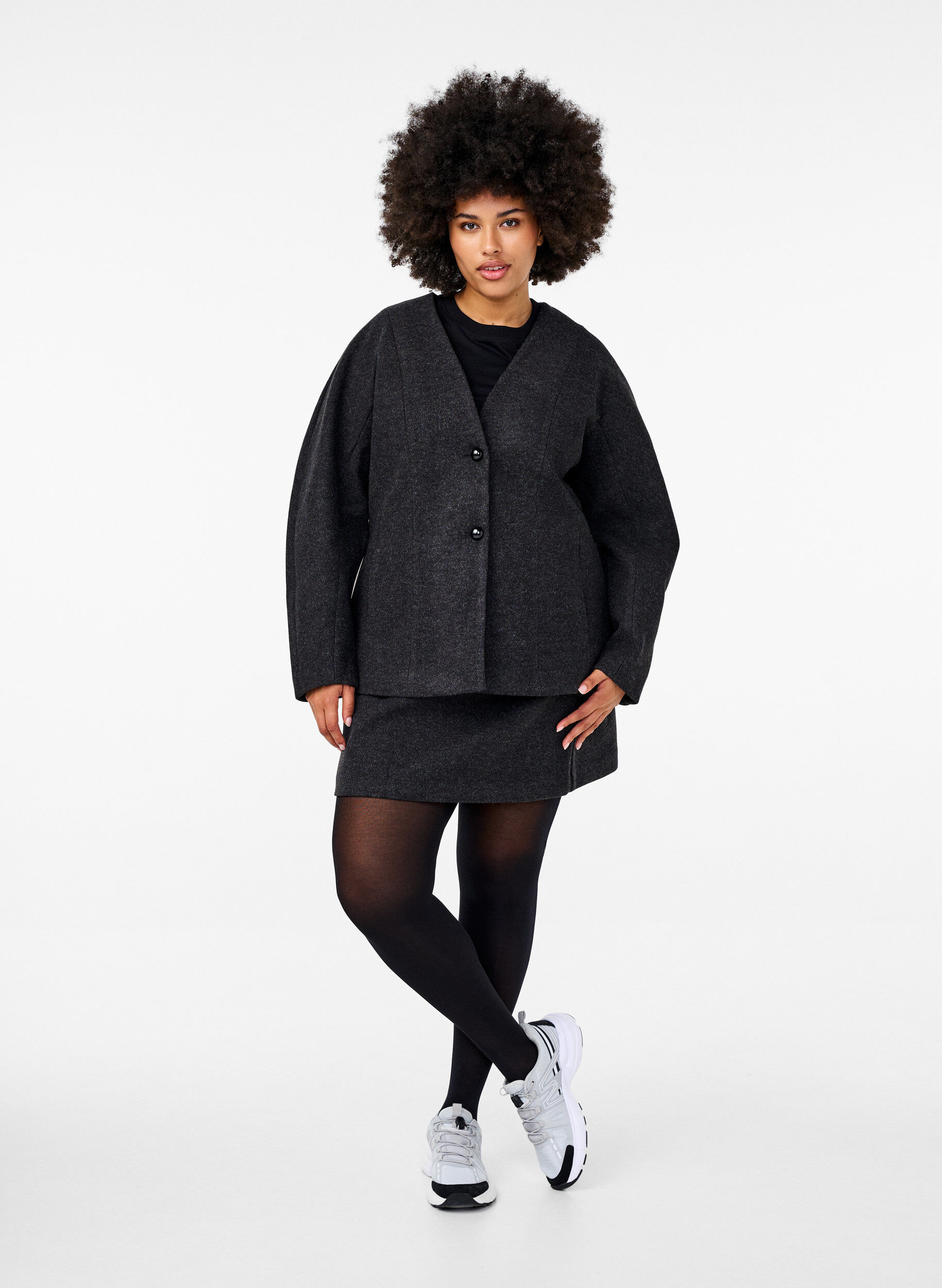 Zizzi Skreddersydd blazer, Dark Grey Melange, Model image number 2