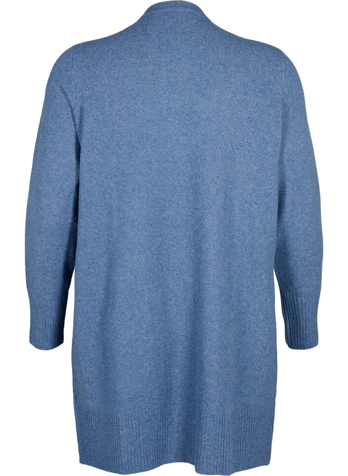 Ribbestrikket cardigan med lommer, Bl&aring;, Packshot image number 1