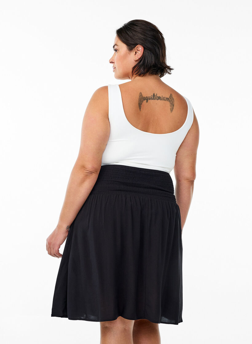 FLASH – kort skjørt med vaffelsydd midje, Svart, Model image number 2