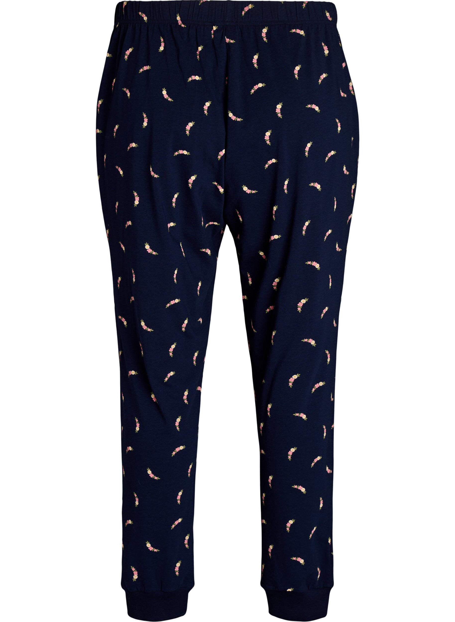 Zizzi Pyjamasbukser med trykk, Bl&aring;, Packshot image number 1