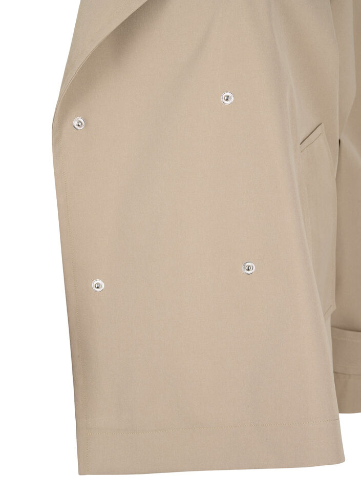 Kort trenchcoat med trykknapplukking, Coriander, Packshot image number 4