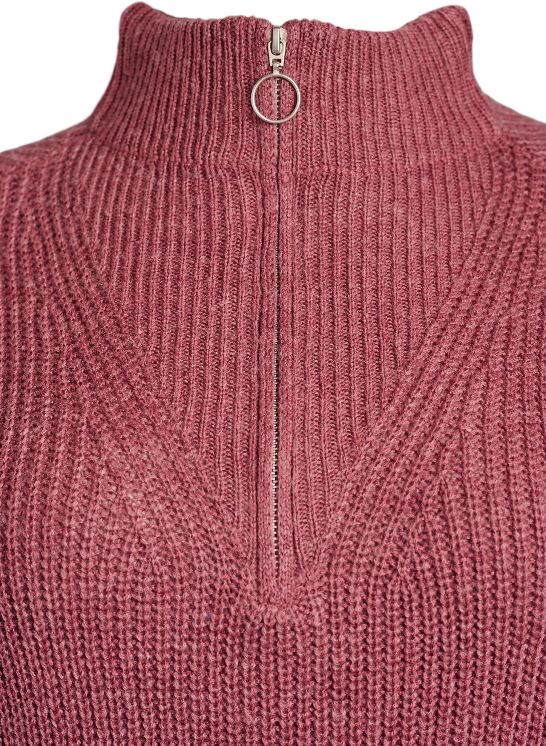 Zizzi FLASH - Kort strikket kjole med h&oslash;y hals, Rosa, Packshot image number 2