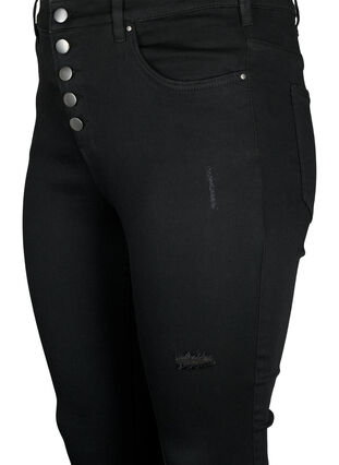 Amy-jeans med høy midje og knapper, Black, Packshot image number 2