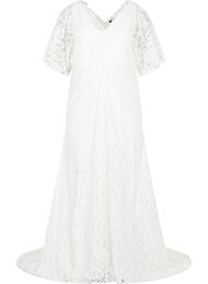 Brudekjole med blonder og splitt, Star White