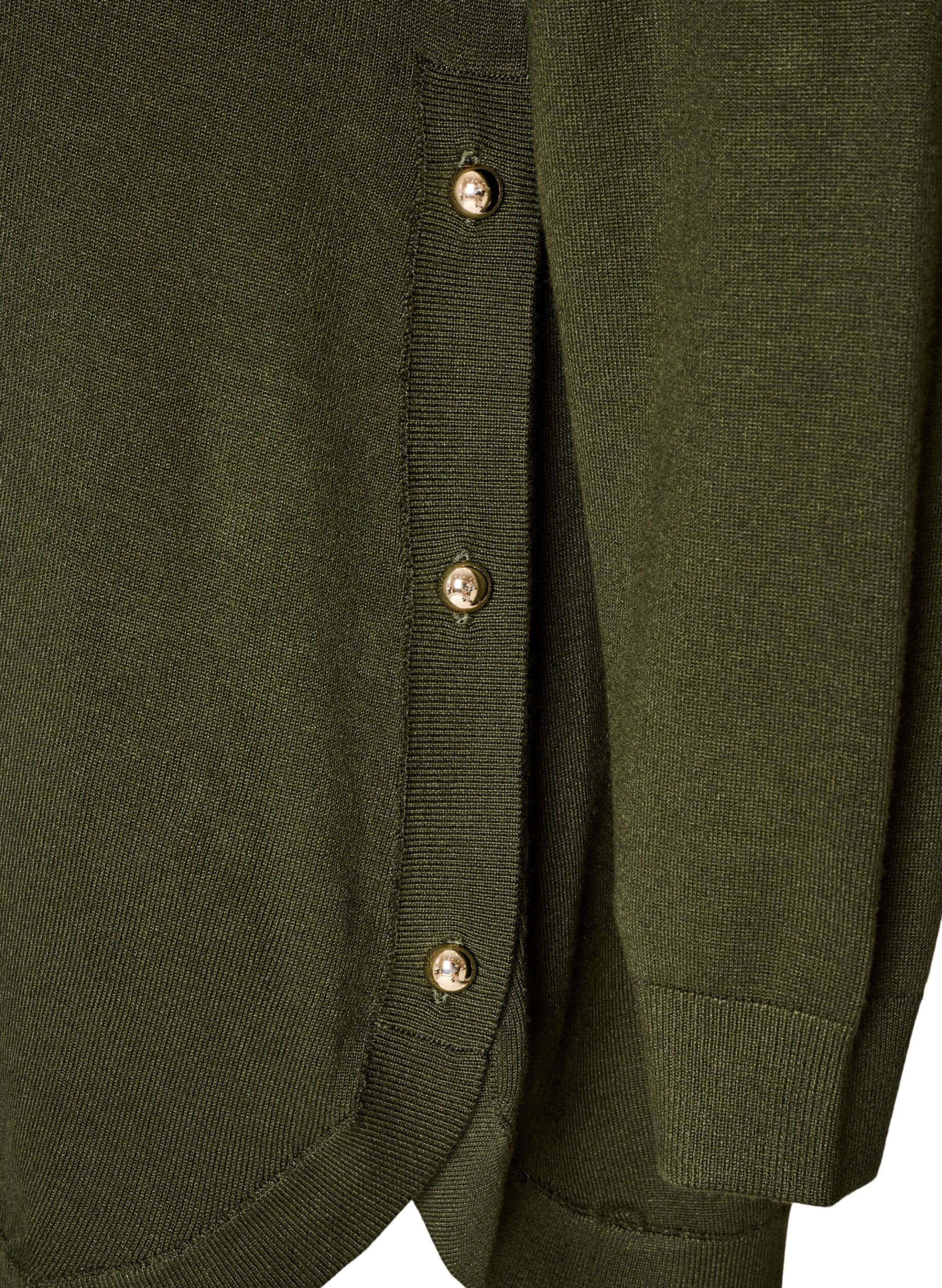 ZizziStrikkebluse med knapper p&aring; siden, Gr&oslash;nn, Packshot image number 3