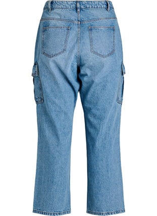 Zizzi Loose fit cargojeans med høy midje, Light Blue, Packshot image number 1