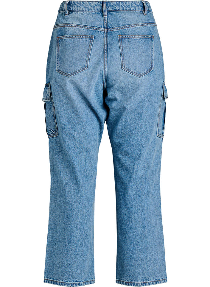 Loose fit cargojeans med høy midje, Light Blue, Packshot image number 1
