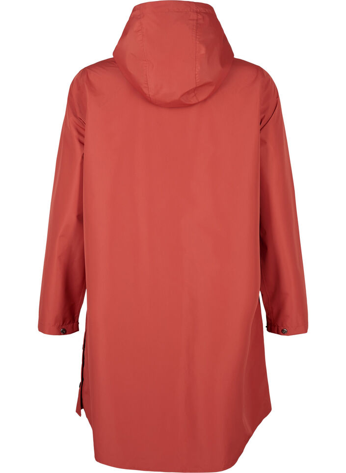 Regnjakke med lommer og hette, Rød, Packshot image number 1