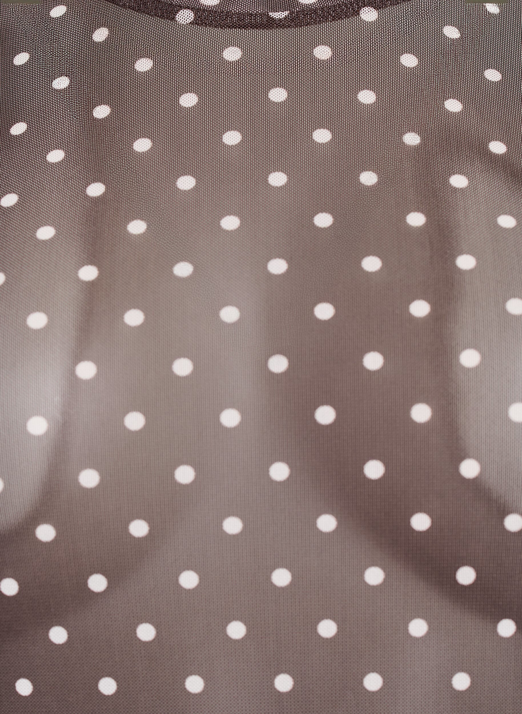 Zizzi Bluse med mesh og prikker, Brun, Packshot image number 2